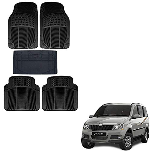 Autokaar Rubber Car Foot Mat for Mahindra Xylo (Set of 5, Black)