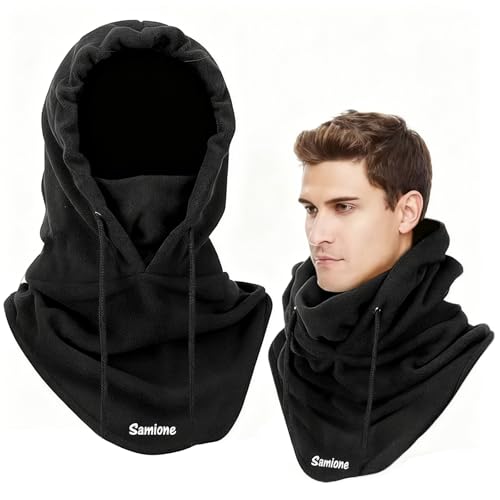 Samione Balaclava - Chapéu multifuncional para inverno, clima frio, esqui, ao ar livre, motocicleta, montanha, campismo, caminhadas, balaclava, balaclava, cor preta, Preto, Tamanho único