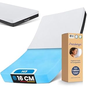 Arensberger Matratze SARA 160x200cm Höhe 16cm | NANOCELL® Gel-Schaum | Mittelfest H3 | Premium-Bezug 240g/m² | 60°C waschbar | Kaltschaum-Matratze 160x200 | Öko-Tex Zertifiziert