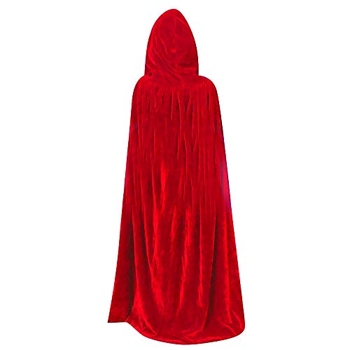 QBSM Christmas Red Kids Hooded Cloak Velvet Witch Wizard Costume Vampire Cape