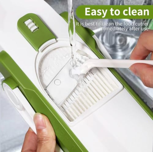 Image of HomeCloud Chopper Manual | Vegetable Cutter | Attractive Design Multi-Purpose, Easy to use, Sharp Blades with Drain Basket for Vegetable Salad & Fruits -1pc, Size-11x22x15cm (Light Green)