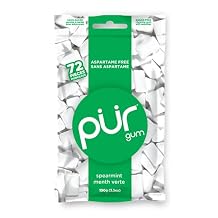 PUR 100% Xylitol Chewing Gum, Spearmint, Sugar + Aspartame Free, Vegan + Non Gmo, 72 Count