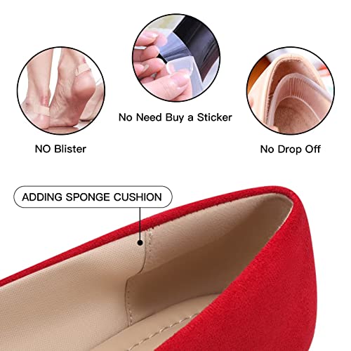 Image of MUSSHOE Black Flats for Women Pointed Toe-Comfortable Business Casual Work Shoes, Dressy Suede Slip On with Memory Foam for Office, Teacher & Standing All Day