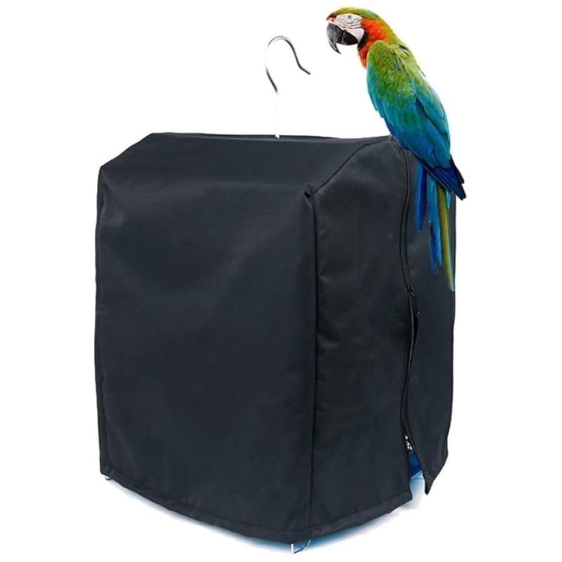 MUYYIKA 鳥かご ケージ カバー 遮光カバー おやすみカバー 防寒カバー 保温・防風 ジッパー付き おやすみ 掛 折りたたみ式 洗濯可能(M, ブラック)