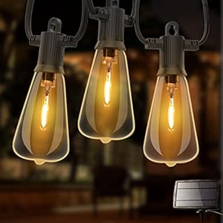 ZOTOYI Solar Festoon Lights Outdoor, 50FT Solar String Lights Garden Waterproof with 24+2pcs LED Plastic Vintage Bulbs, 4 Lighting Modes, Outside String Lights for Backyard Terrace Party