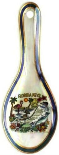 Florida Keys Map Pearl Souvenir Collectible Spoon Rest agc