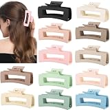 12 Pcs Pastel Square Hair Claw Clips for Women – Large 4.3' Matte Claws for Thick & Thin Hair, Cute Bulk Set for Girls, Coquette & Aesthetic Style
