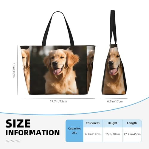 Beach Bags For Women Large Waterproof Sandproof Beach Tote Bag Lightweight Zipper Carry On Bag Golden Retriever Dog Pool Bag For Gym Travel Vocation4