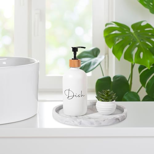 Silicone Bathroom Tray Round Vanity Tray Decorative Soap Holder Kitchen Countertop Organizer Coffee Table Decor for Candle, Perfume, Plant, 9 Inch, Marble Grey