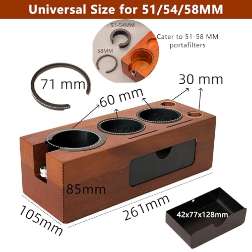 Espresso Tamping Station Tamper Box - 8 in1 Espresso Knock Box And Tamp Station Coffee Organizer Box Fit for 51mm 53mm 54mm 58mm Espresso Tamper Distributor Portafilter Puck Screen Accessories Storage by VOURMIO - Image 5