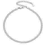 Silvora Pulsera de Pie Cadenas Cubanas Plata para Mujer Hombre, Pulsera Tobillera Plata de Ley 22cm Largo con Extensor