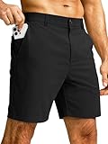 JEMLDL Black Shorts Men Breathable Golf 7 Inch Mens Shorts Casual Flat Front Polo Shorts for Men Dress Comfy...