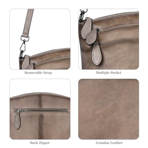 Image of HESHE Crossbody Bags for Women Genuine Leather Purses with Multi-Pockets Vintage Ladies Small Shoulder Satchel Bag