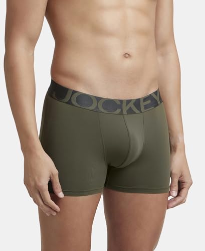 Image of Jockey IC28 Men's Tactel Microfiber Elastane Stretch Solid Trunk with Moisture Move Treatment (Pack of 2)