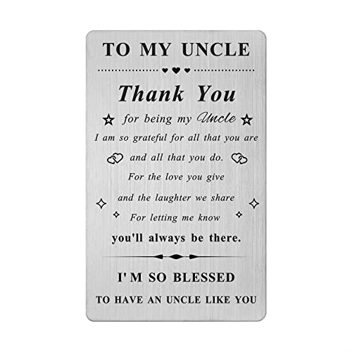 LGQDYMZ Uncle Birthday Card Gifts from Nephew Niece - Best Uncle Gifts for Men - Uncle Birthday Wedding Engraved Wallet Card Gifts