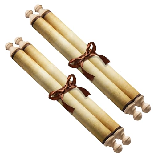 Makevivi 2 PCS Blank Scrolls Paper with Wood Rods, for Naughty or Nice List, Writing, Wedding Vows,...