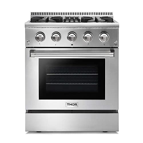 Thor Kitchen 30 In. Dual Fuel Range Freestanding Gas Stove Hrd3088U With 5 Sealed Burners, 4.5 Cu. Ft. Oven In Stainless Steel #TOP16
