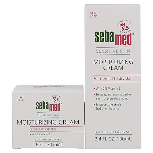 SEBAMED Moisturizing Face Cream 2.6 Fluid Ounces (75mL) and Moisturizing Face Cream with Pump 3.4 Fluid Ounces (100mL) Vitamin E pH 5.5 Dermatologist Recommended Moisturizer Value Pack