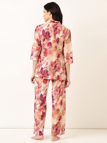 Image of STORIES OF BANNO'S SWAGGER Premium Poly Muslin Floral Co-Ord Set for Women | Soft Pajama Set | Elegant Printed Nightwear Lounge Outfit | Trendy Casual Wear Co-Ord Set