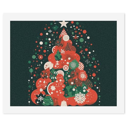 Kit de peinture par numéros arbre de Noël QMNLKH 57x47 cm pour adultes