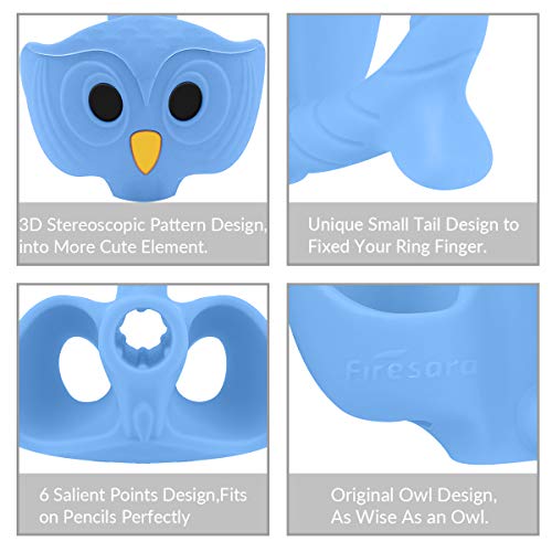 Firesara Pencil Grips, Original Owl Pencil Grips For Kids Handwriting Ergonomic 3 Fingers Sets Aid For Trainer Handwriting Posture Correction, Assorted Pencil Grips For Righties And Lefties (3Pcs) #TOP3