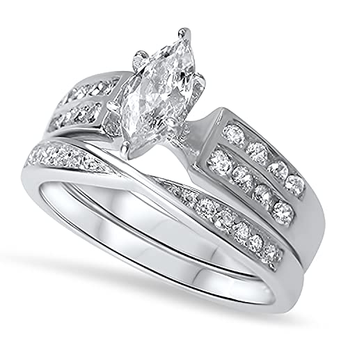His & Her Silver Wedding Rings Set TRIO Couples Engagement Rings for Bride Groom Men & Women4