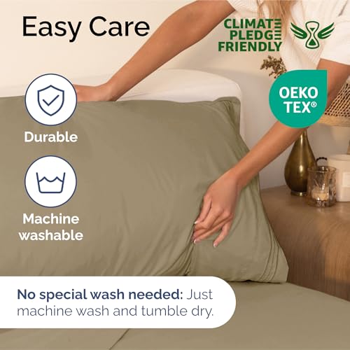 Image of King Size 4 Piece Sheet Set - Ultra Soft & Cooling Sheets - Light Caramel | Fits 8 Inch to 16 inch Mattress, Wrinkle Free & Fade Resistant with Deep Pockets, Breathable, Comfy Hotel Luxury Bedding