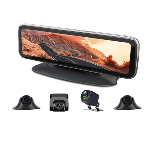 Image of 360 Degree Dash Camera for Car with Night Vision | Full HD | 12 inch Touch Screen | Parking Assistance, G-Sensor and Loop Recording | 4 Cameras (Left, Right, Front and Rear) Dashboard Dashcam