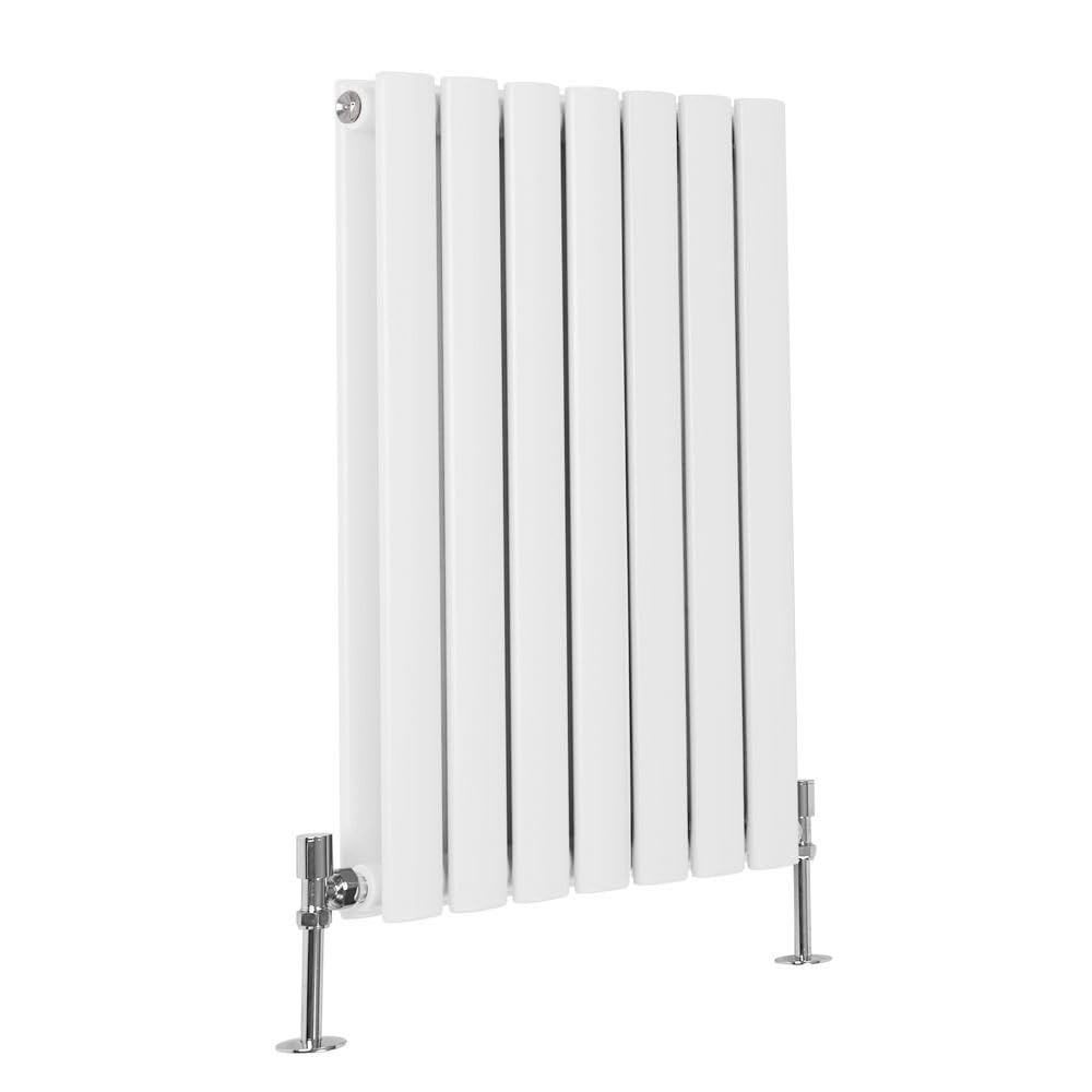 Milano White Horizontal Double Oval Panel Radiator - 595 X 413Mm