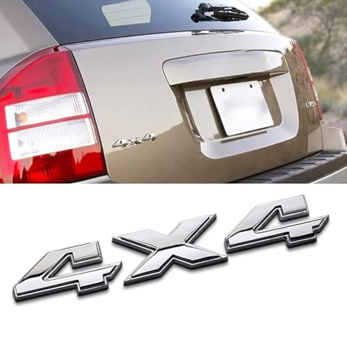 Image of 2X 4x4 Glossy Emblem 3D Zinc Alloy Chrome Decals Nameplate Fit 2019-2020 for Universal 1500 2500 3500 with All /SUV /Pickup Models (Silver)