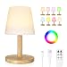 lampara de mesa para exterior interior control táctil con luz blanca cálida 200lm RGB 8 colores a prueba de agua IP54 de madera lamparas sin cables, para casa y jardín mesa hotel decoración de pascua