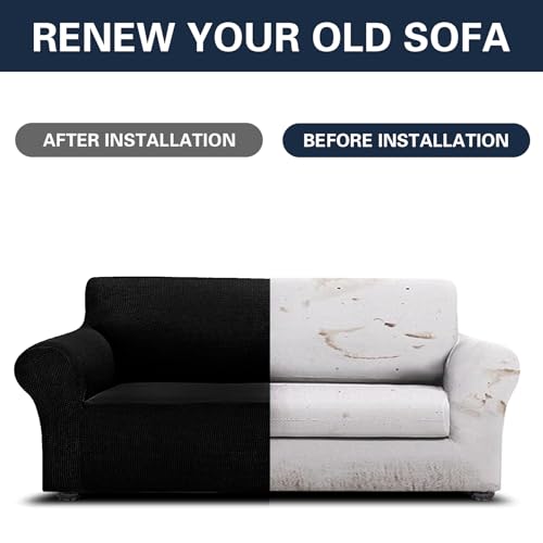 Cupuamon 2024 Newest Stretch Sofa Slipcovers Couch Cover For 3 Cushion Furniture Protector Sofa Covers With Elastic Bottom Jacquard Fabric Small Checks For Pets thumb #4