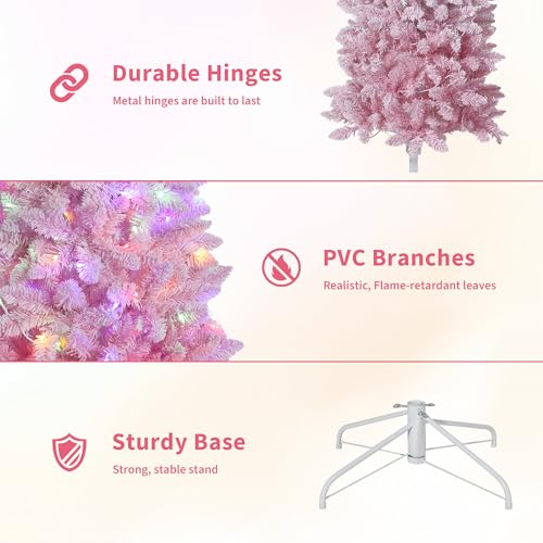 GAOMON 7.5Ft Pencil Christmas Tree Artificial Slim Xmas Trees Skinny Christmas Tree Decorations Fake Flockeds, White & Pink Gradient by GAOMON - Image 9
