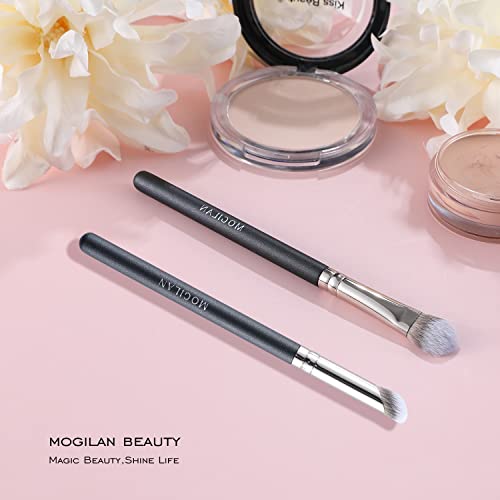 Mogilan Concealer Brush Set 2Pcs Professional Angled Concealer Brushes For Under Eye Concealer Foundation Blending Liquid Cream Flawless Powder Cosmetics Brightening Buffing Vegan Face Brush #TOP1