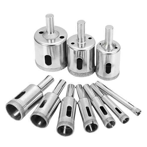 Diamond Drill Bit, Hole Saw Drill Bits Tools Set for Glass/Tile/Ceramic/Marble/Porcelain Cutting, Hollow Core Drill Bits Cutter with Diamond Coating, Carbon Steel 8mm-50mm 10 PCS 1 Diamond Drill Bit, Hole Saw Drill Bits Tools Set for Glass/Tile/Ceramic/Marble/Porcelain Cutting, Hollow Core Drill Bits Cutter with Diamond Coating, Carbon Steel 8mm-50mm 10 PCS