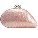 louceko Acrylic Shell Handbag Removable Chain Crossbody Shoulder Evening Bag Clutch Purse for Women Formal Wedding Party Prom, Pink, 2503