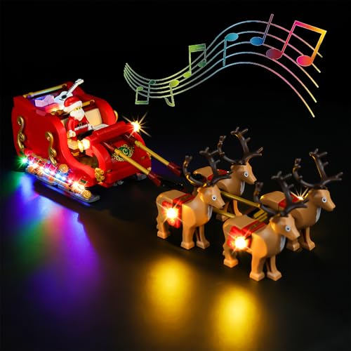 Kyglaring Juego de iluminación LED para Lego Holiday Trineo exclusivo de Santa Claus y juego de luces compatible con el kit de construcción Lego 40499, sin juego Lego (versión de sonido)