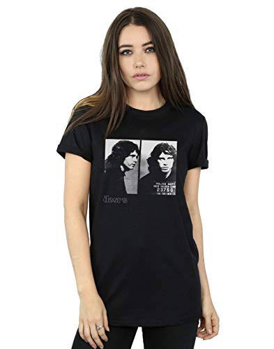 Image of The Doors Women's Jim Morrison Mugshot Boyfriend Fit T-Shirt Black Medium