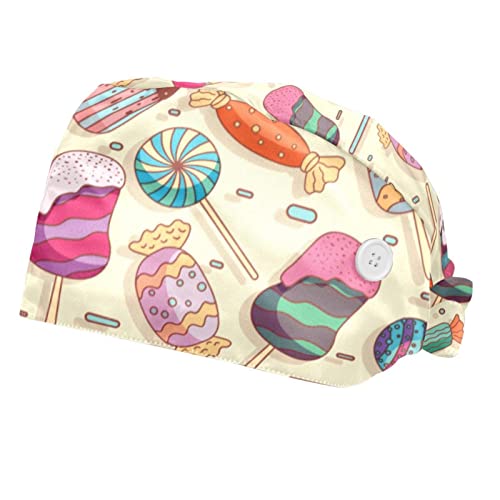Chapeaux de travail anti-transpiration motif bonbons - Casquette 2 pièces