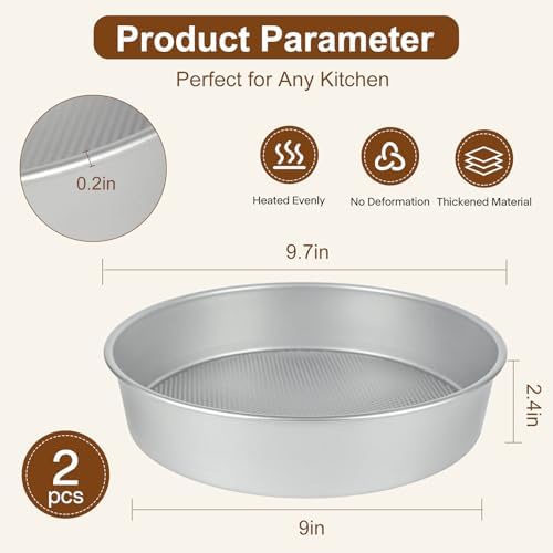 9-Inch Round Cake Pan Set of 2 – Extra Thick Gauge Steel Cake Pans, Honeycomb Texture Non-Stick Coating for Easy Release, Even Heating, Ideal for Layer Cakes, Cheesecakes & Home Baking - Thumbnail 5