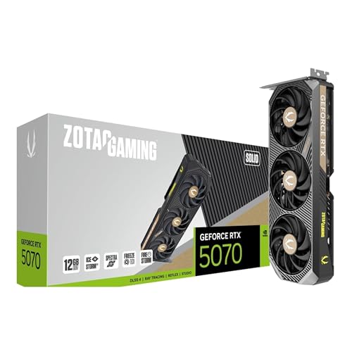 Image of ZOTAC Gaming Geforce RTX 5070 Solid Graphics Card - Black | 12 GB | DLSS 4 | GDDR7 | Advanced Cooling | Triple Fan | Spectra RGB Lights | ZT-B50700D-10P | Only Graphics Card with 5 Year Warranty
