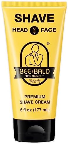 BEE BALD SHAVE Premium Shave Cream Goes On Light & Slick For A Shave That's Incredibly Smooth & Quick For Both Face And Head, 6 Fl Oz