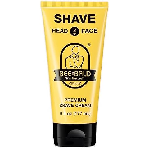 Bee Bald SHAVE Premium Shave Cream Goes On Light & Slick For A Shave That's Incredibly Smooth & Quick For Both Face And Head, 6 Fl Oz Cover