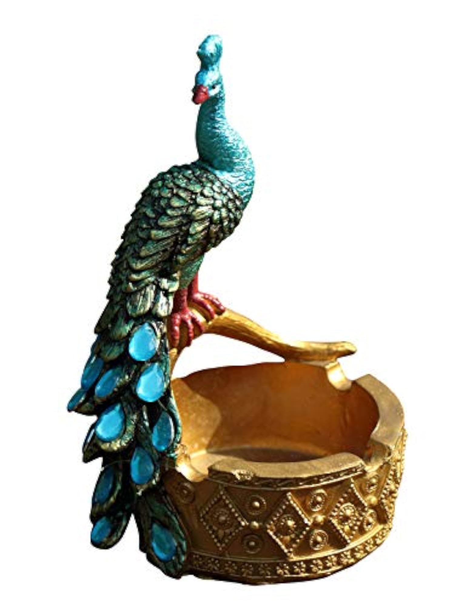 Resin Peacock Decor Ashtray, Unique Bird Figurine