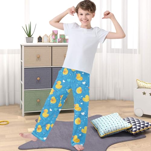 Boy's Pants Yellow Duck Poor Jogger Pants Elastic Waist Long Bottoms Trousers with Pockets 6-14 Years4