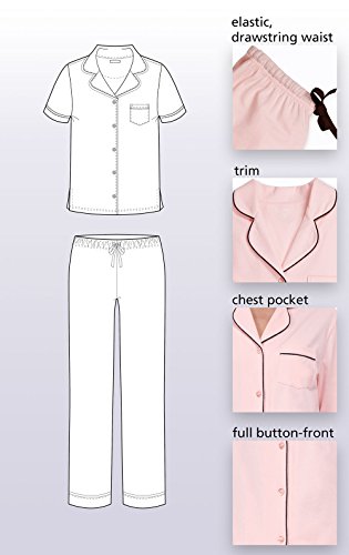 Pajamagram Womens Pajama Set Soft - Short Sleeve Pjs For Women, Pink, L, 12-14 #TOP5