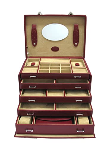 Windrose 8036680 Damen Schmuckkästchen Schmuckkoffer Uhrenkoffer Merino Rot