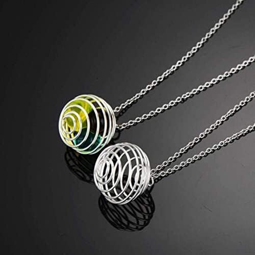 Spiral Bead Cages Pendants, 30pcs Silver Plated Spiral Crystal Stone Holder Cages Pendant for Jewelry Making and Crafting