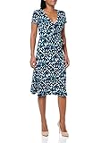 Eliza J Women's Short Sleeve V-Neck Faux Wrap Midi Dress, Teal, 8