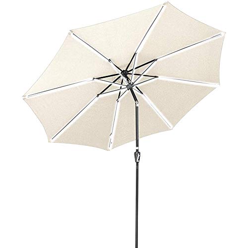 Parasols de jardín con iluminación solar y manivela para máxima comodidad